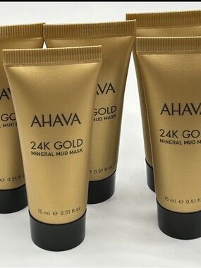 4 15ml AHAVA Gold 24K Mineral Mud Mask Tubes